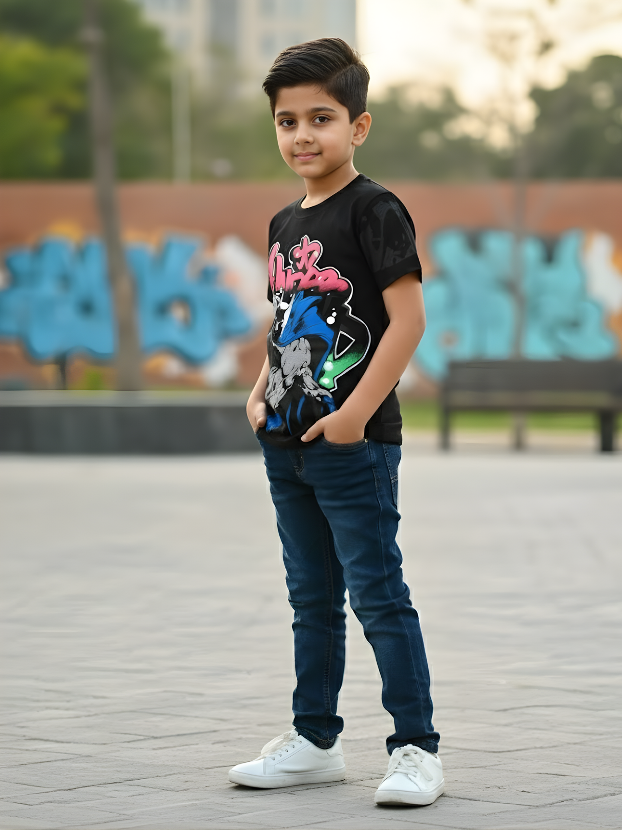 Boys' Urban Hero Graphic Tee - Midnight Black
