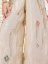 Girls' Festive Cream Sequin Embellished Crop Top & Wide-Leg Palazo Set