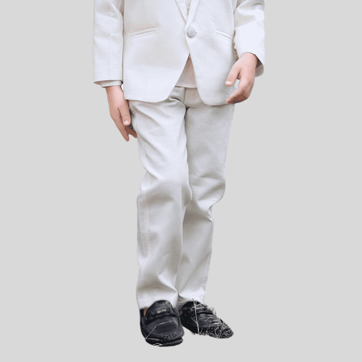 Boys Party 3 Piece Suit With Bow-White
