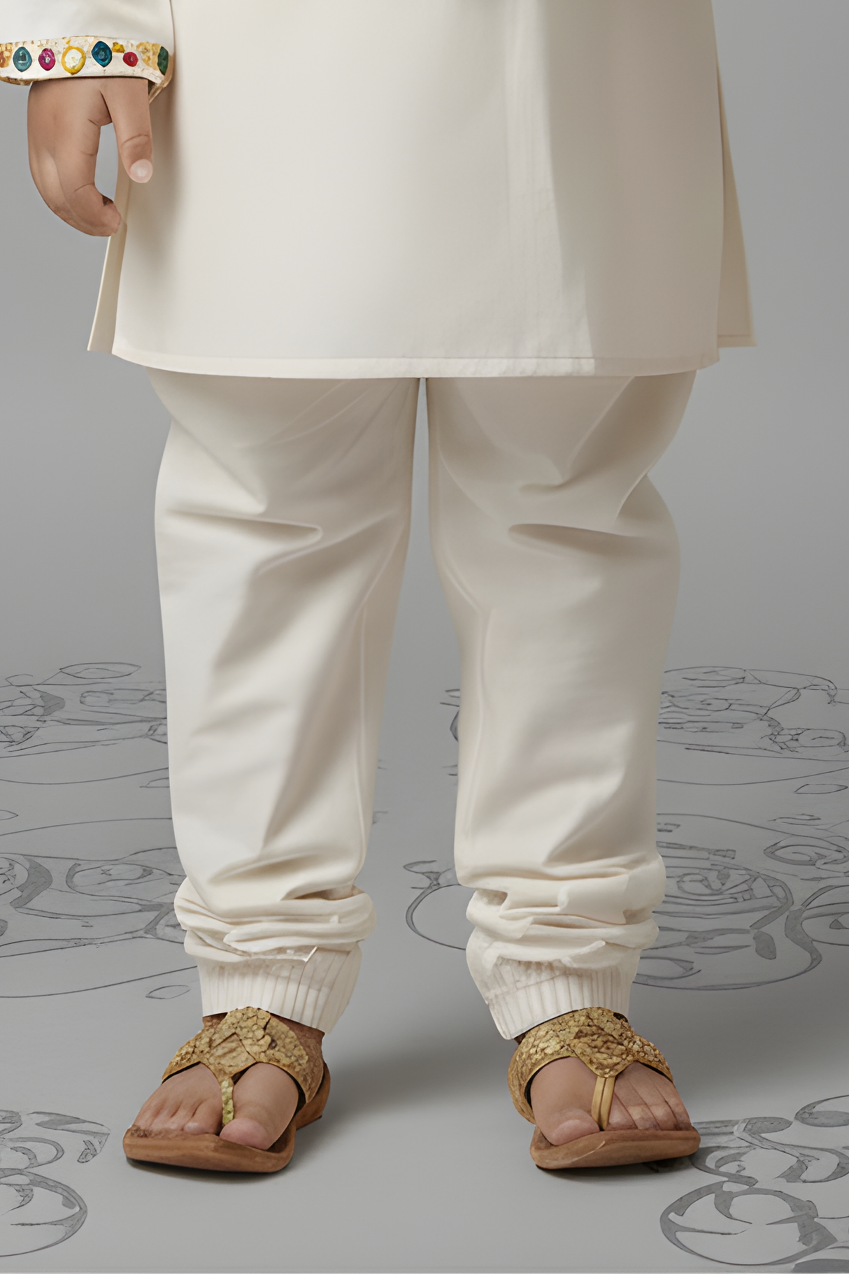 Boys' Ivory Cream Kurta Set with Intricate Embroidered Nehru Jacket