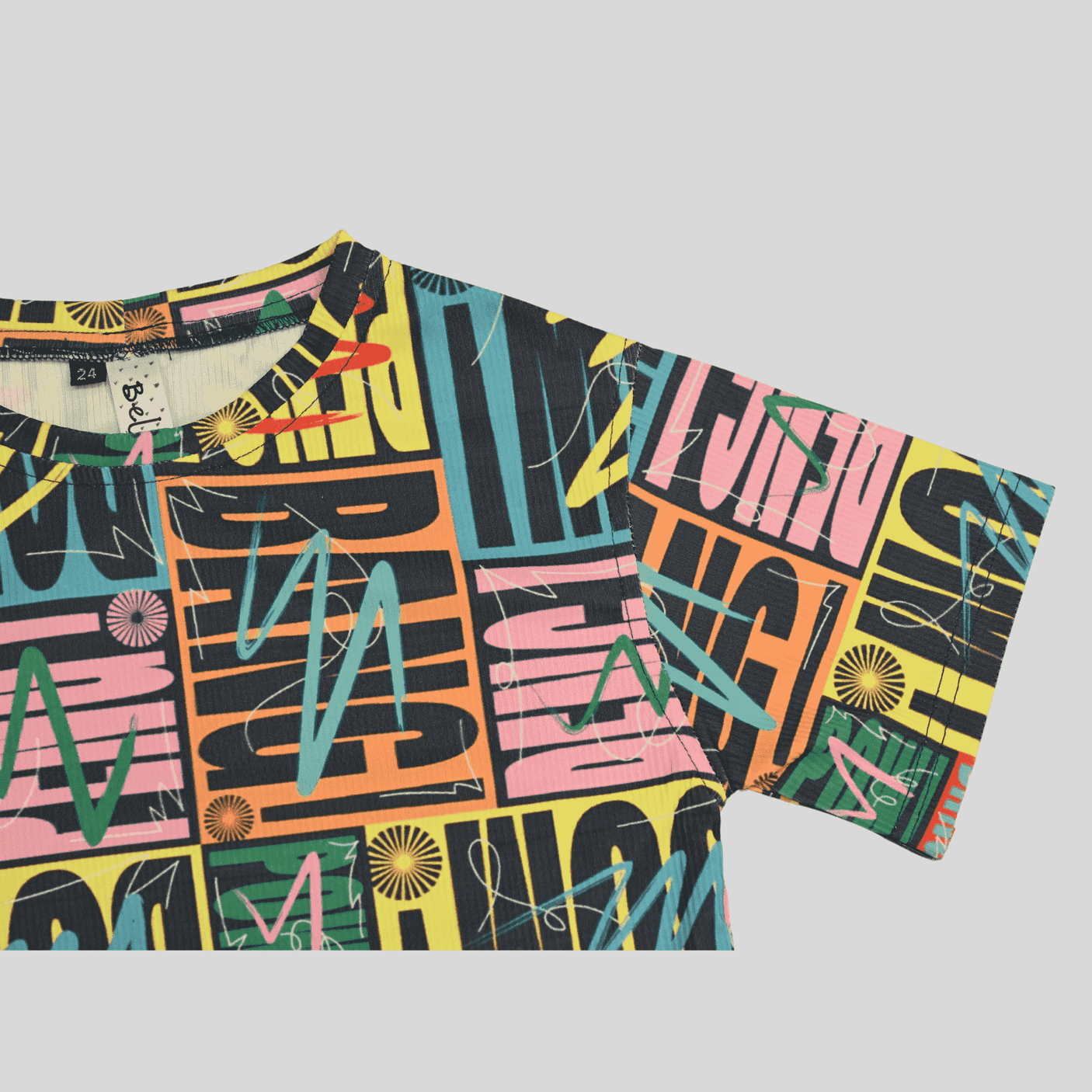 Girls Casual Half Sleeves Printed Crop Top - Blue