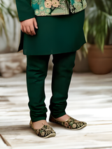 The Royal Emerald Printed Waistcoat Kurta Set (Forest Green).