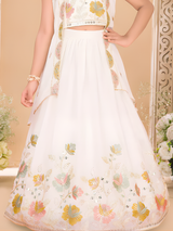 Girls' Festive Cream Sharara Set with Sequin Embroidered Choli Top