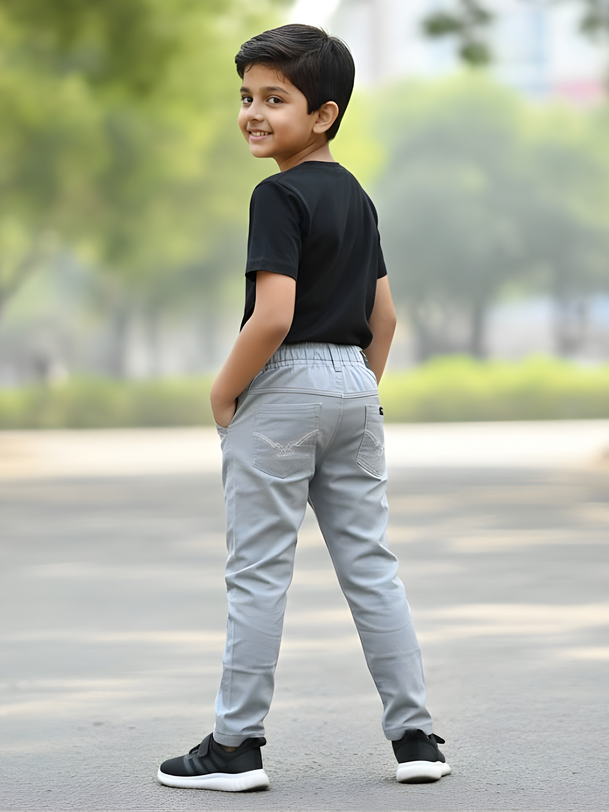 Boys Premium Grey Slim Fit Stretchable Jeans Casual Pants