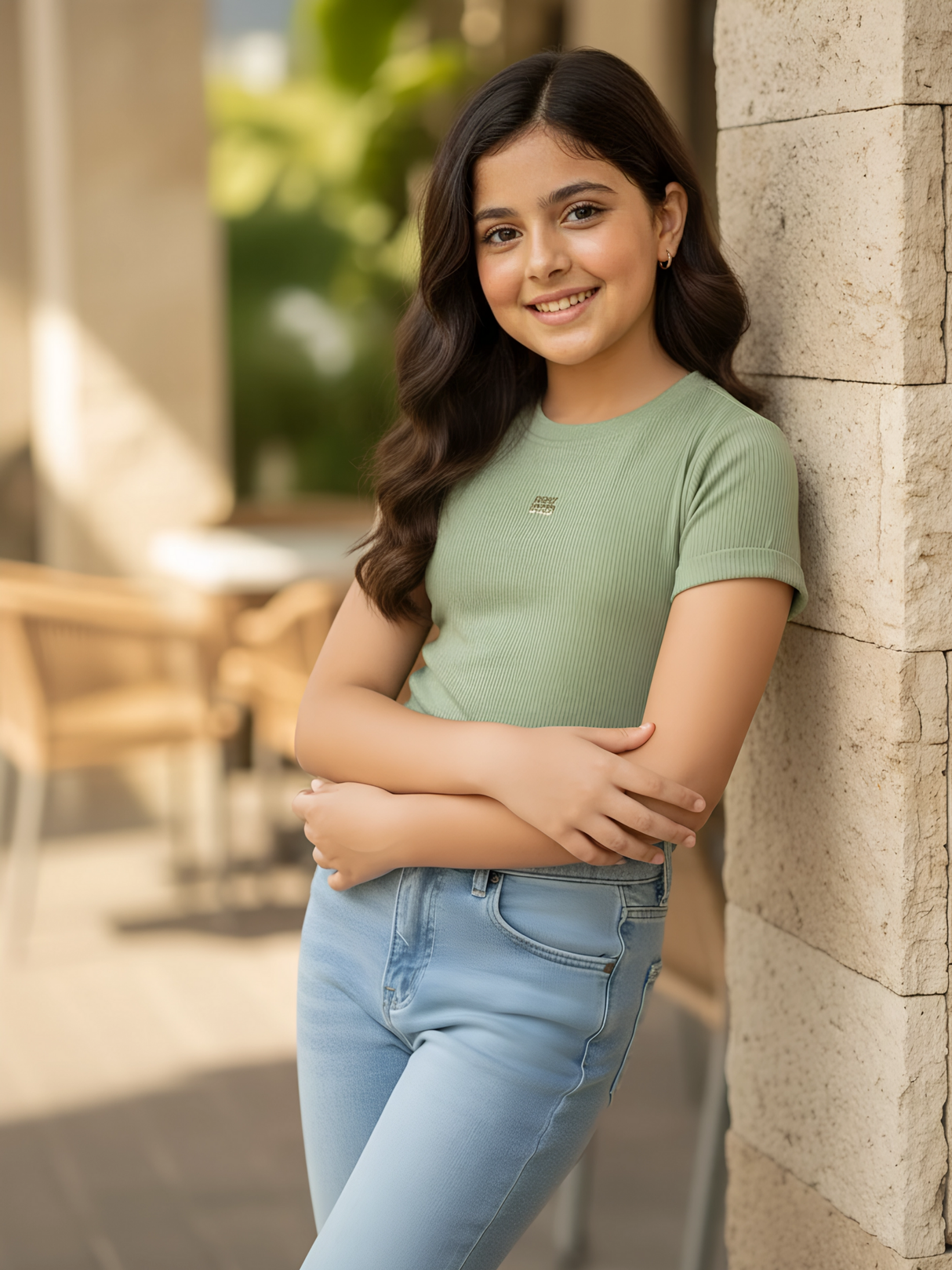 Girls' Sage Green Relaxed Fit Top