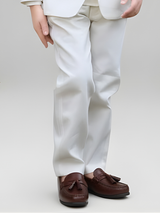 Boys' Classic White/Cream 3-Piece Suit with Maroon Accents.