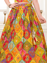 Girls' Bright Yellow/Orange Embroidered Cape Top & Palazo Set (2-Piece)