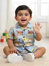 Little Gentleman Peach Suspenders & Collared Shirt Set