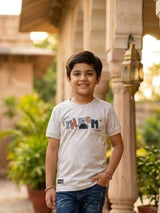 Boys Slate Grey Graphic Print Cotton T-Shirt