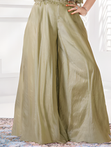 Girls Sleeveless Heavily Embellished Crop Top Palazzo Suit