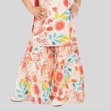 Girls Traditional Sleeves Less Ghagara Set - Cream