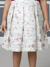 Girls' Pink Floral Print Frock with Magenta Bolero Jacket Set