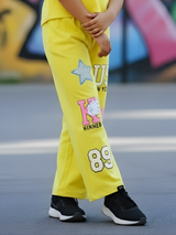 Girls Yellow Butterfly & Star Graphic Co-ord Set