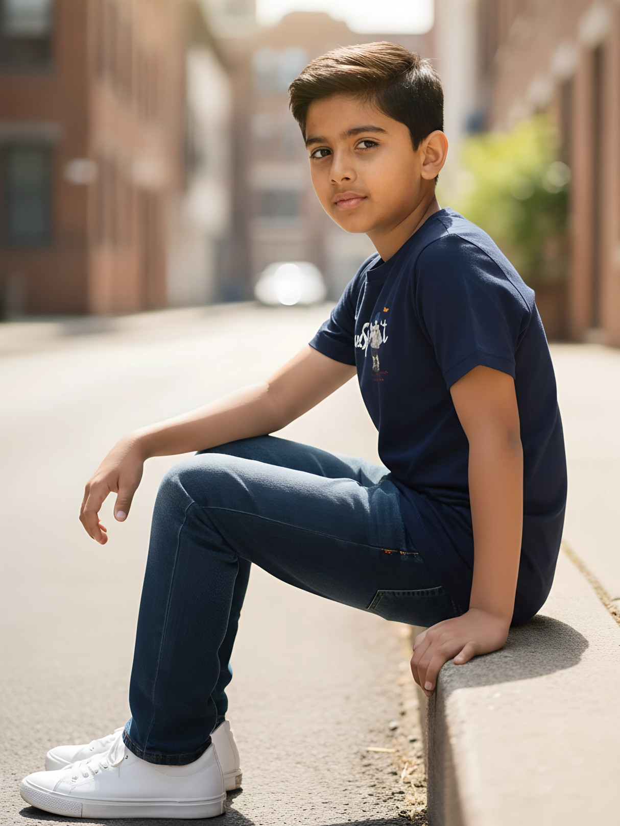Kids' 'Free Spirit' Adventure Graphic T-Shirt - Dark Navy Blue.
