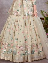 Girls' Multi-Color Rajasthani Print Crop Top Lehenga Choli Set