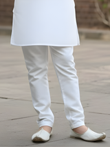 Boys Classic White Cotton Kurta Set with Pajama
