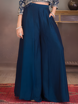 Girls' Light Blue Floral Peplum Kurta and Palazzo Two-Piece Set