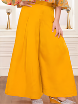 Girls' Bright Orange Leheriya Kurta and Sharara Set with Gota Work