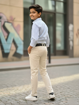 Boys' Premium Cream Cotton Regular Fit Pan