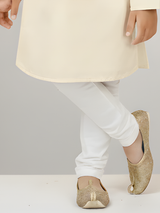 Boys' Cream Kurta Pajama Set with Multi-Color Embroidered Waistcoat