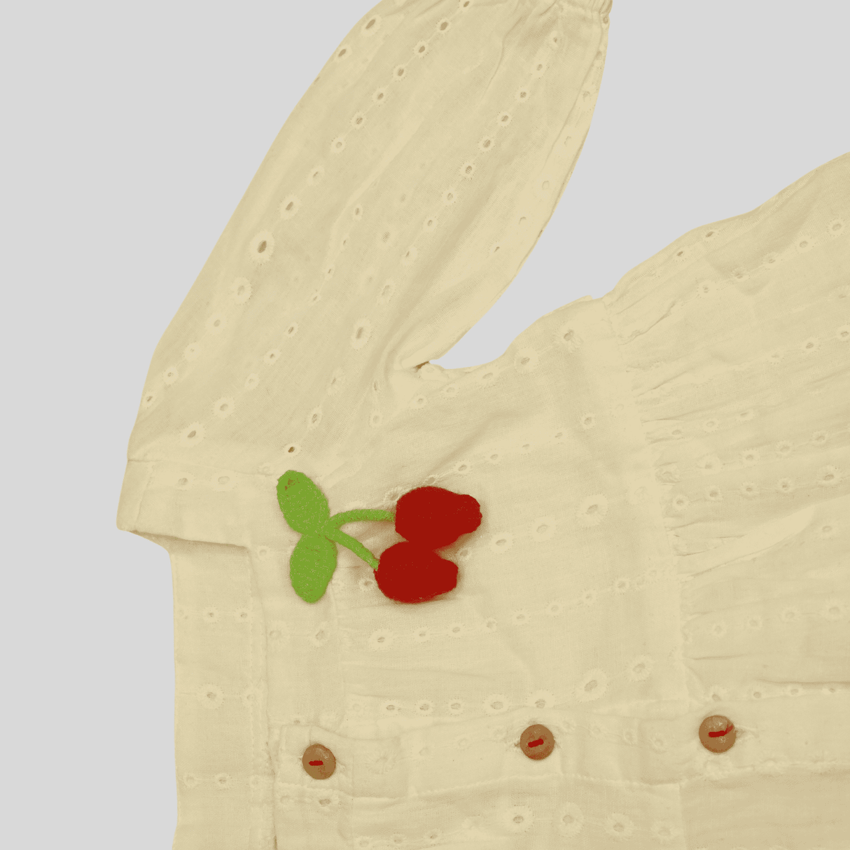 Girls Casual Plain Cotton Frocks - Off White