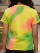 Girls' Yellow Multi-Color Tie-Dye "Joyful" Graphic T-Shirt