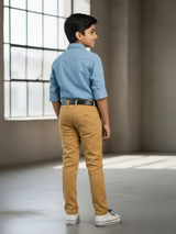 Boys' Cotton Casual Trousers with Stylish Belt