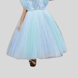 Girls Party Heavy Western Gown With Work - Sky Blue