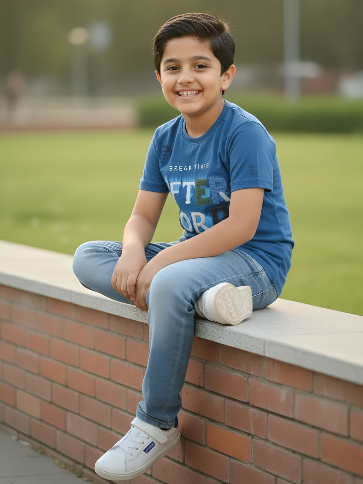 Boys' Blue "AFTER WORK" Texturized Graphic T-Shirt