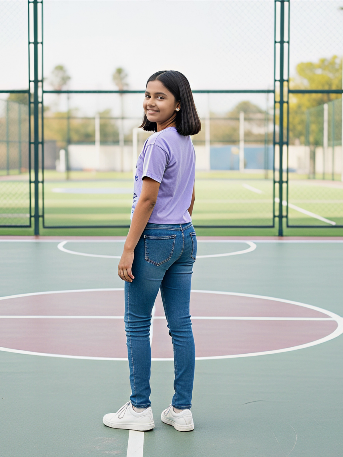 Girls' Astronaut Graphic Purple Crop Top