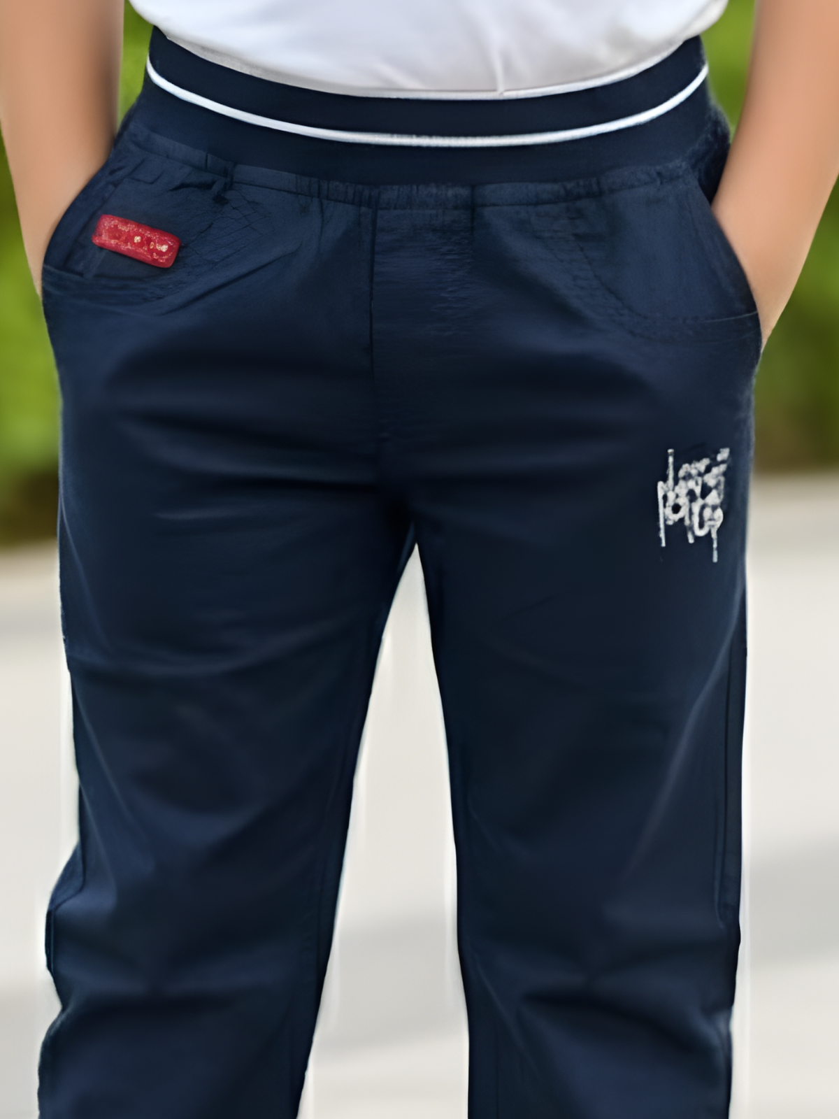 Boys' Signature Navy Blue Comfort-Waist Pants