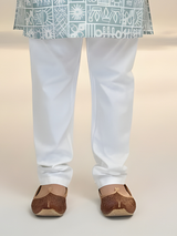 The Modern Mosaic Printed Kurta & Pajama Set (Aqua & White).