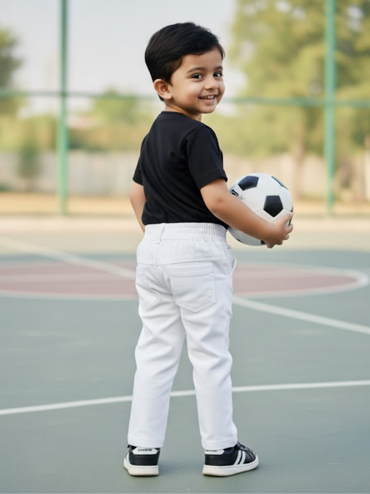 Boys' Premium White Semi-Stretchable Twill Jeans Regular Fit