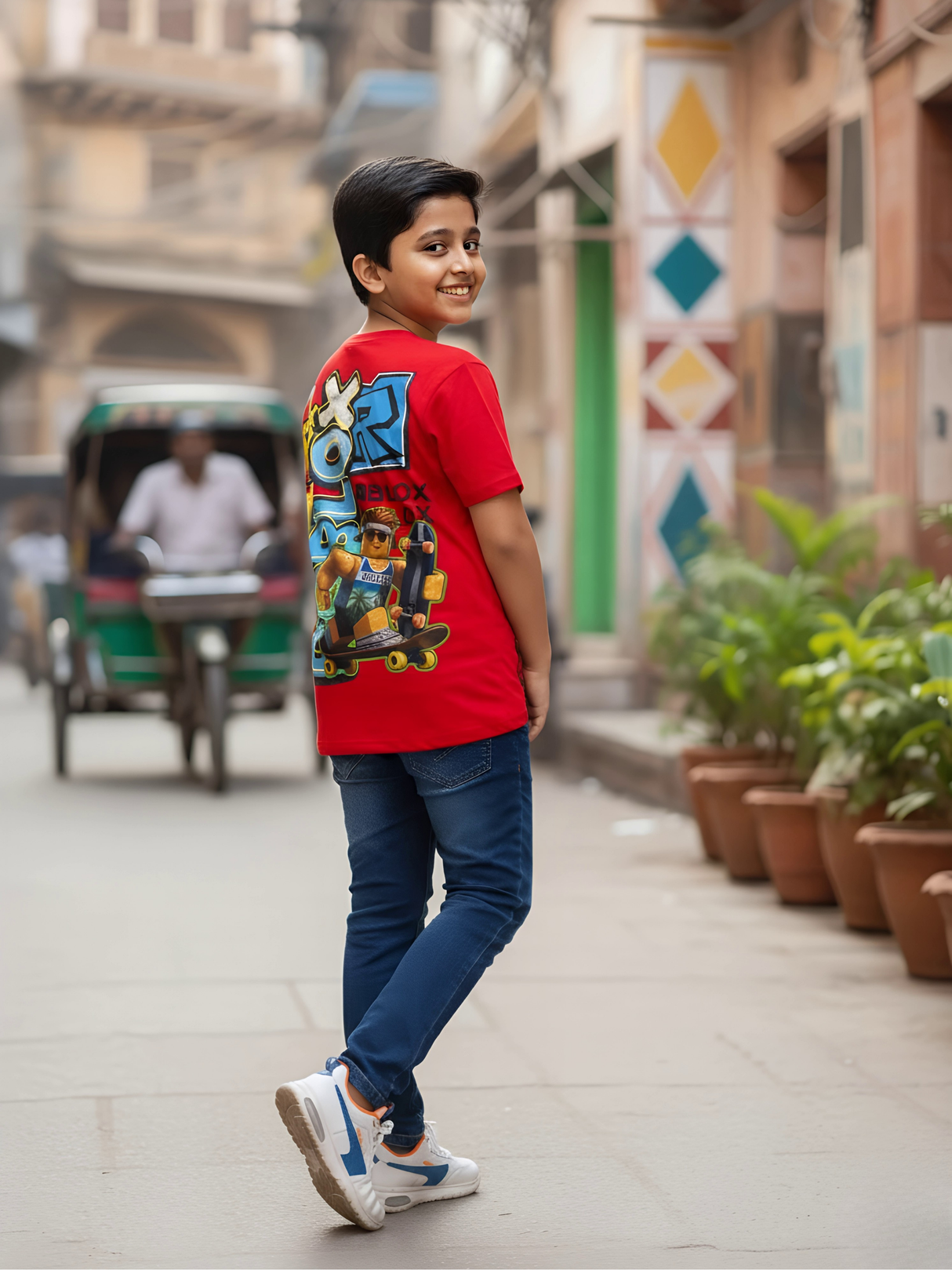 Boys' Red Roblox Character Graphic T-Shirt