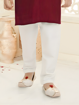 Maroon Classic Kurta Set with Gold Piping for Boys