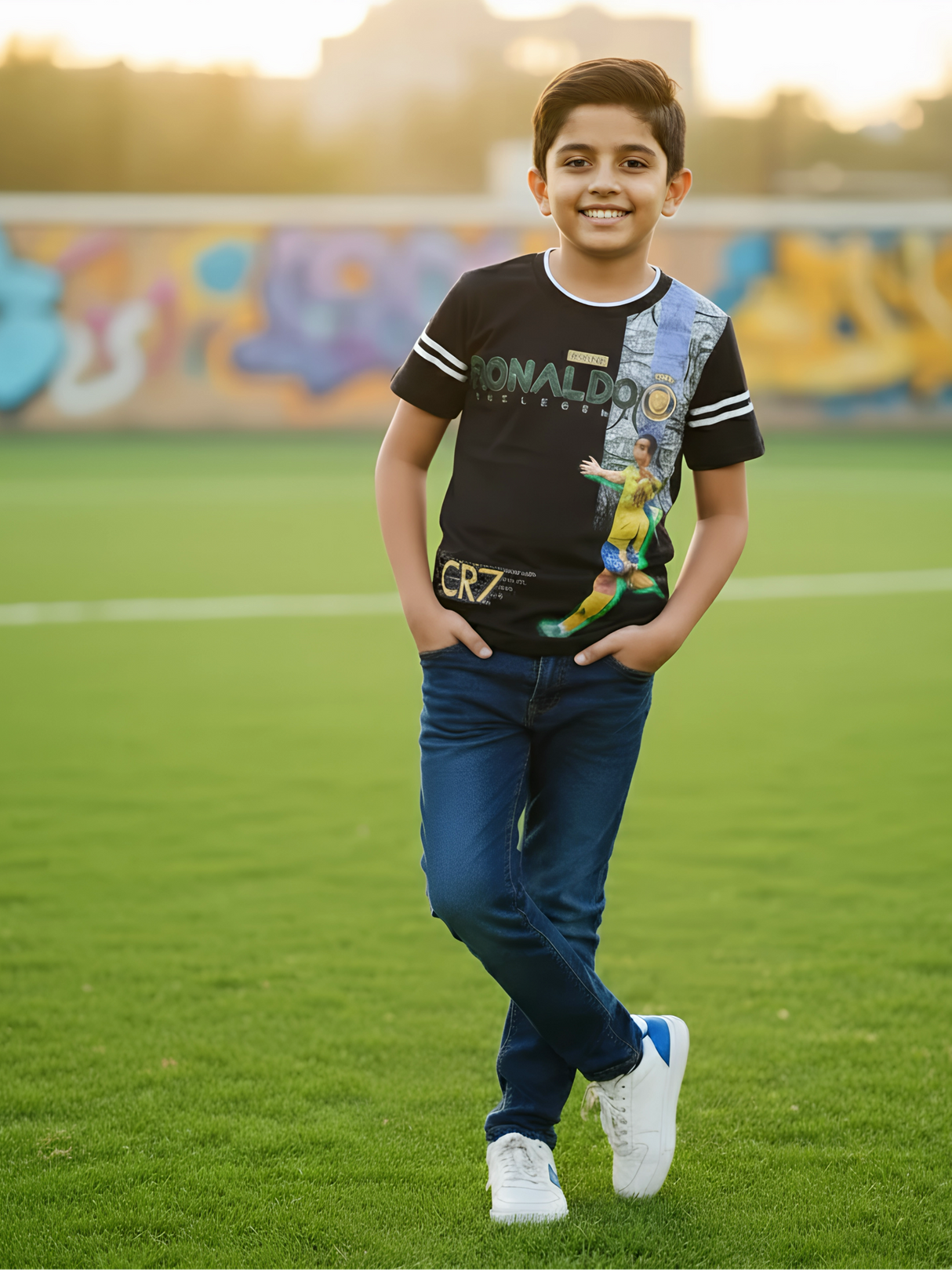 Boys' Ronaldo CR7 Graphic Print Casual T-Shirt