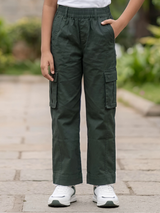 Girls Olive Green Cargo Pants