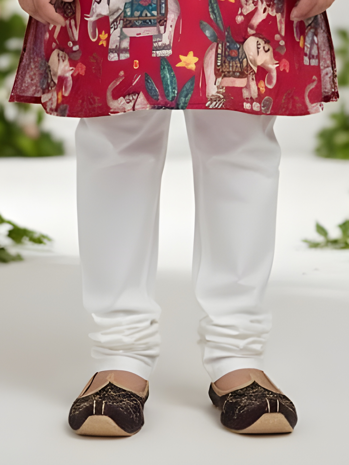 The Festive Parade Elephant Printed Kurta (Rani Pink/Red).