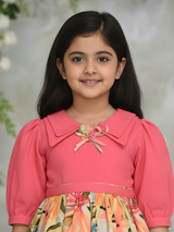 Girls Casual Printed Cotton Frocks - Pink