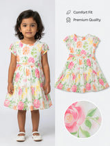 Girls Pink Floral Organza Frock