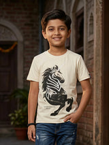 Boys Cream Unicorn Graphic T-Shirt