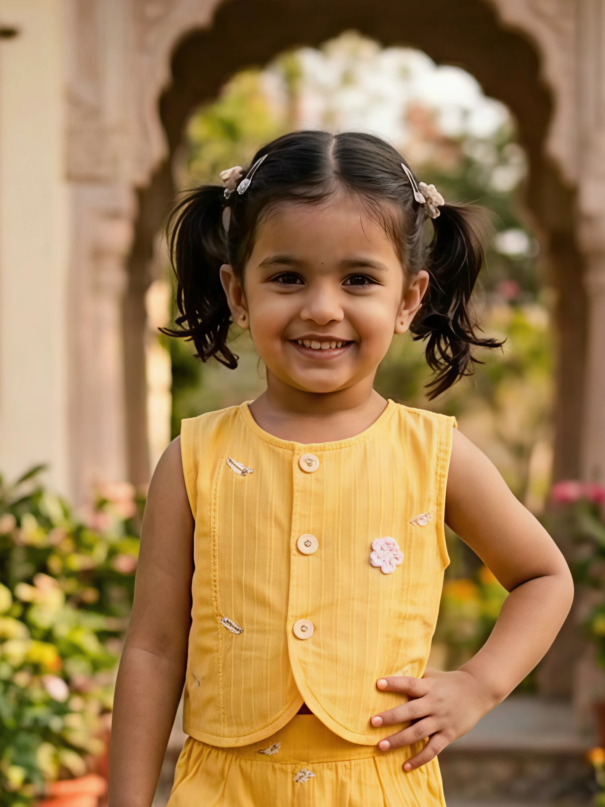 Vibrant Yellow Embroidered Cotton Co-ord Set