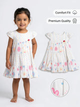 Toddler Girls White Floral Tiered Frock