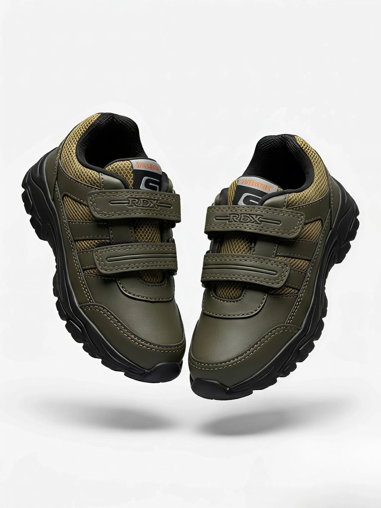 Rex Stealth Green Velcro Sneakers for Boys.
