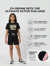 Girls' Black "Just Have Fun" Graphic Co-ord Set