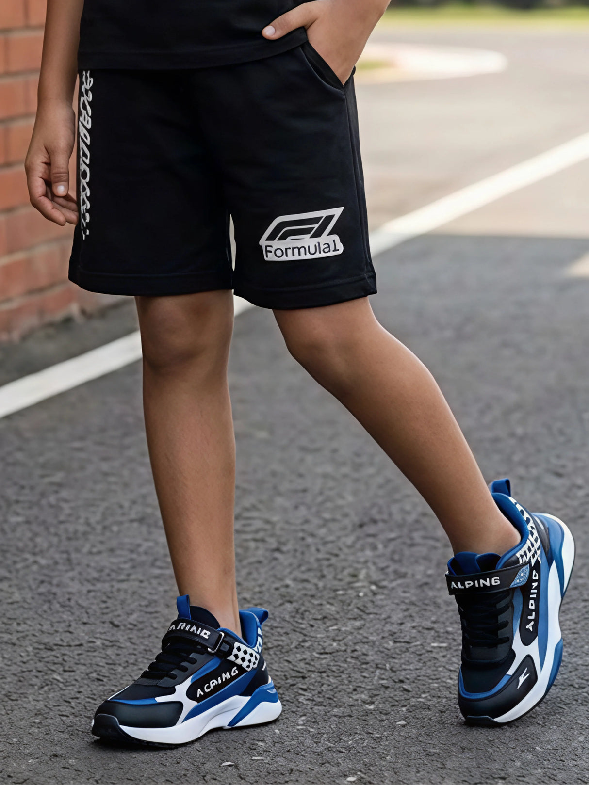 Boys Black Formula 1 Racing Graphic Coordinate Set