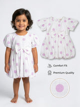 Girls Purple Polka Dot Cotton Frock