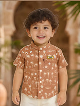 Boys' Tropical Palm Print Brown Coordinate Set