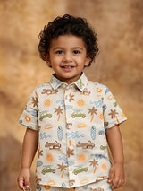 Boys Orange Beach-Themed Summer Co-ord Set