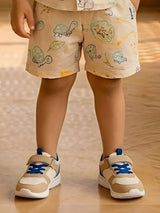 Boys Cream Animal Print Shirt and Shorts Coordinate Set